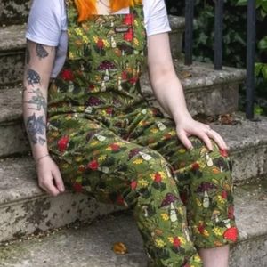 HARD TO FIND Run & Fly Mushroom print dungarees / overalls